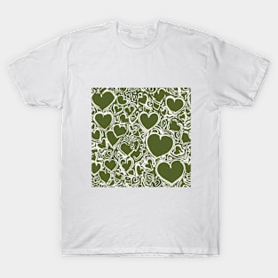 Heart Olive Green Shadow Silhouette Anime Style Collection No. 240 T-Shirt